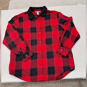 Victoria's Secret Red and Black Plaid Pajama Shirt